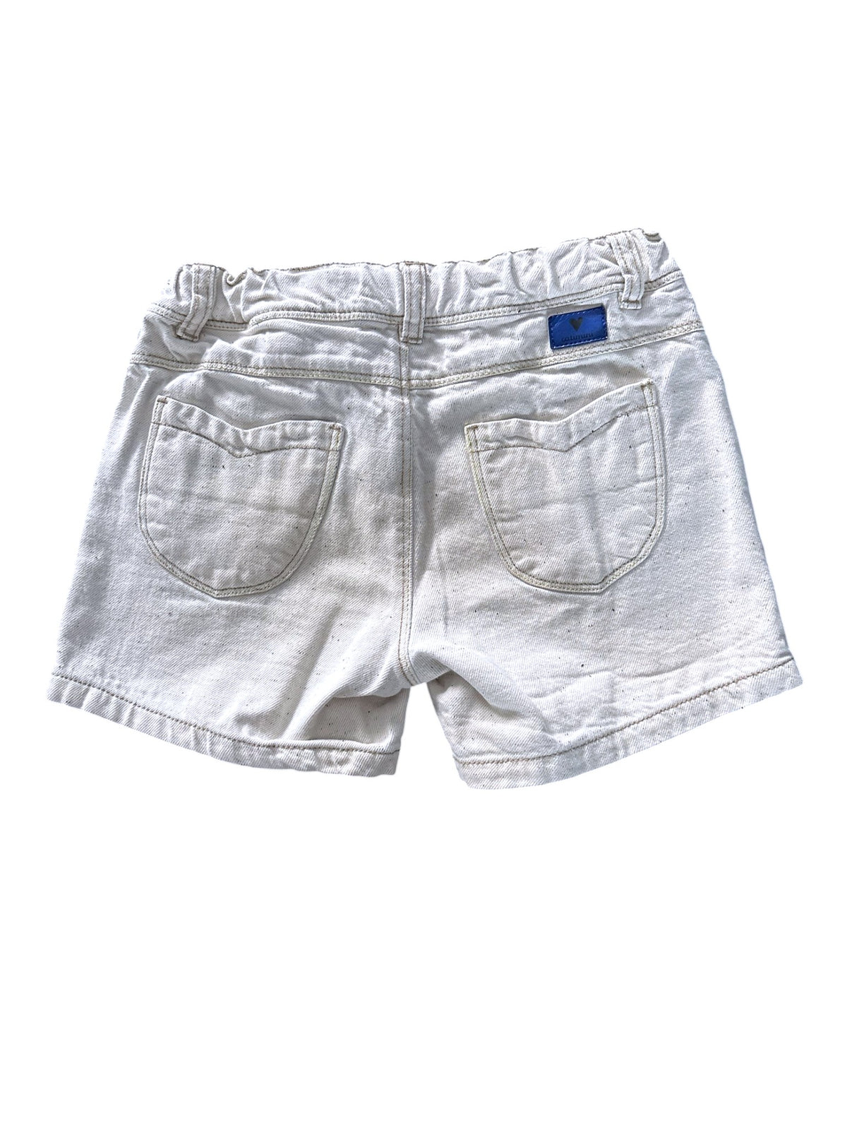 Catimini Girl Ecru Floral Embroidered Denim Shorts, 7Y / 122 - second hand baby clothing