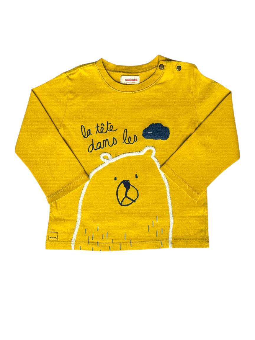 Catimini Yellow Bear Long-Sleeve T-Shirt size 18M - second hand baby clothing