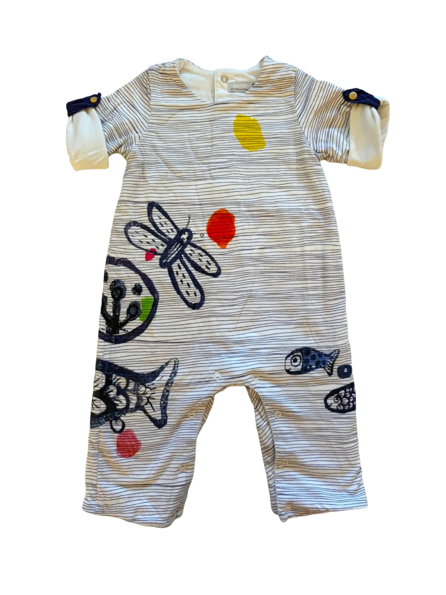 Catimini Striped Marine One-Piece (6M)