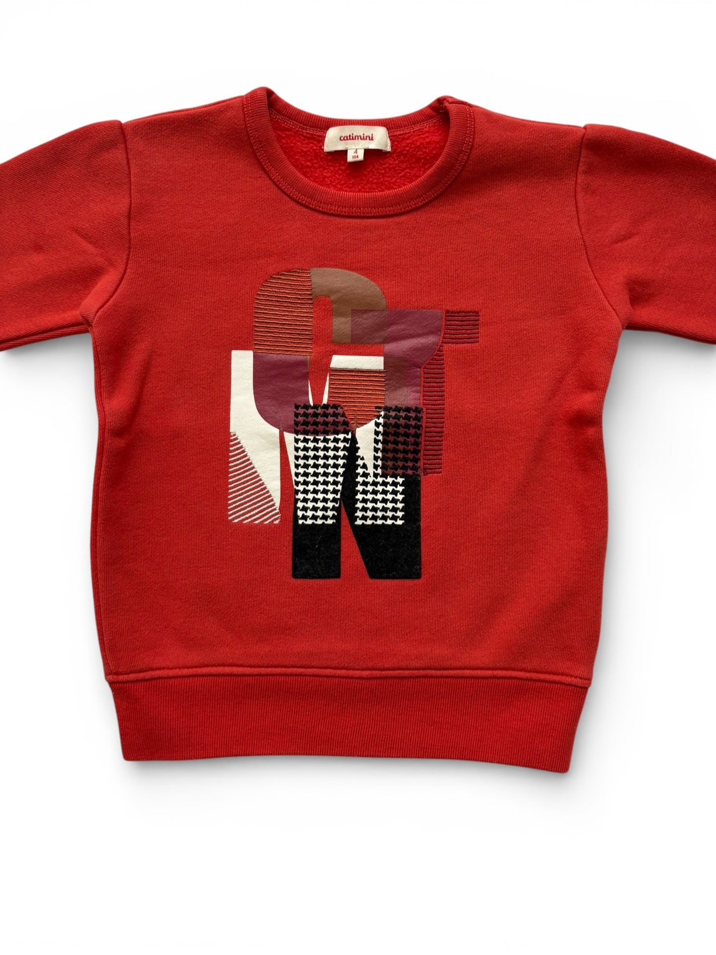 Catimini Red Graphic Fleece Sweatshirt (4Y / 104)