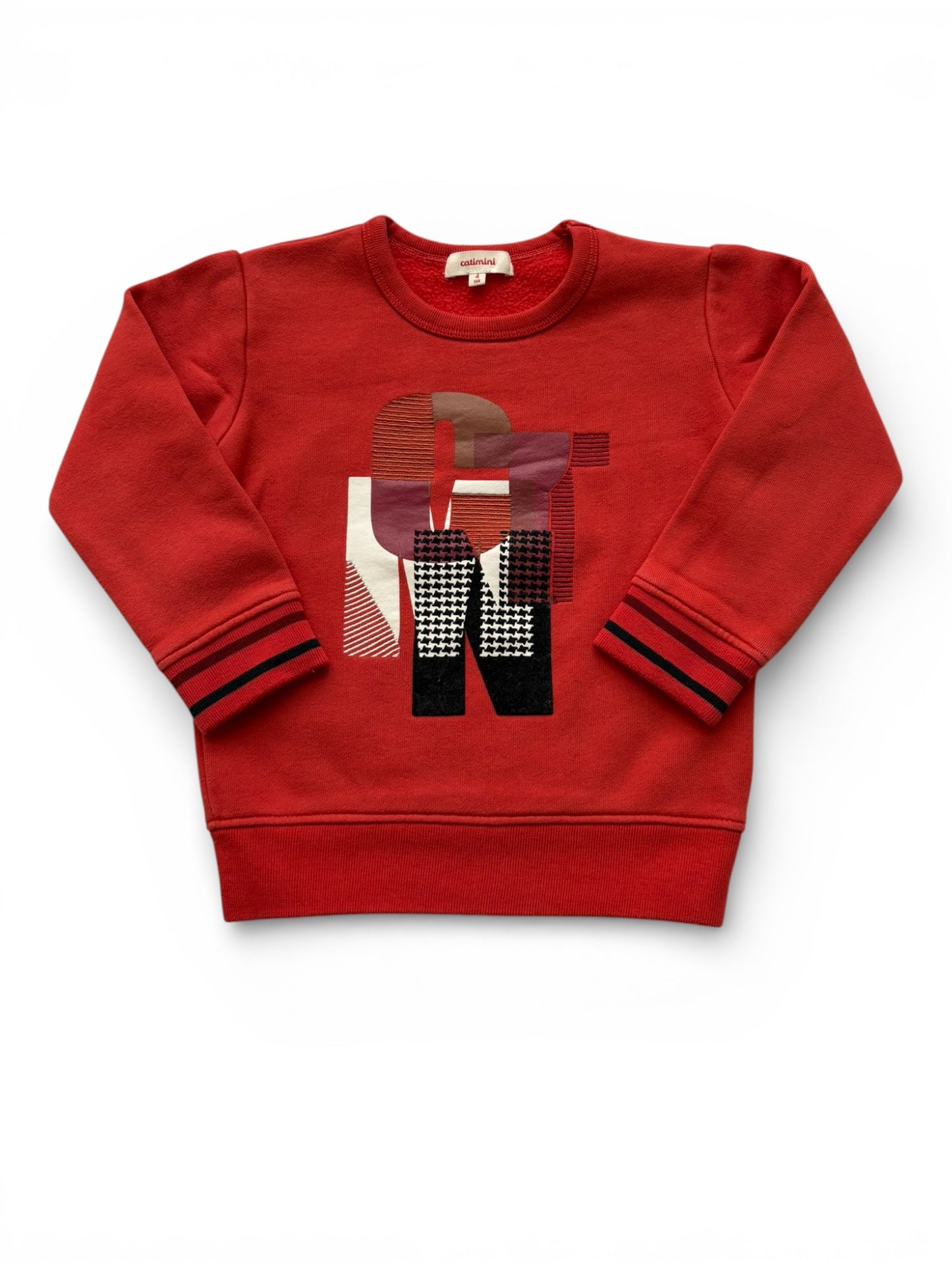 Catimini Red Graphic Fleece Sweatshirt (4Y / 104)