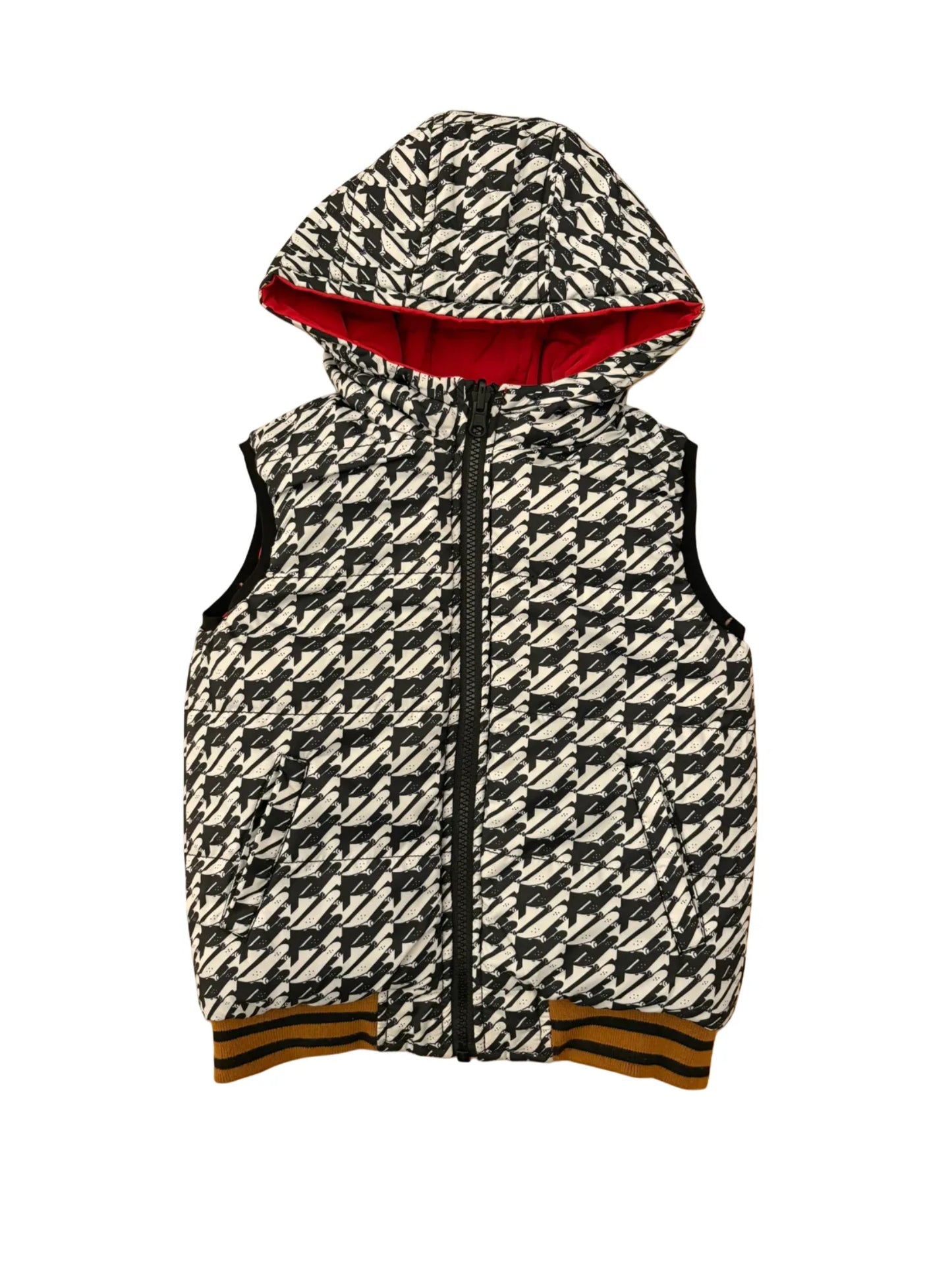 Catimini Red Black & White Reversible Gilet (4Y / 104)