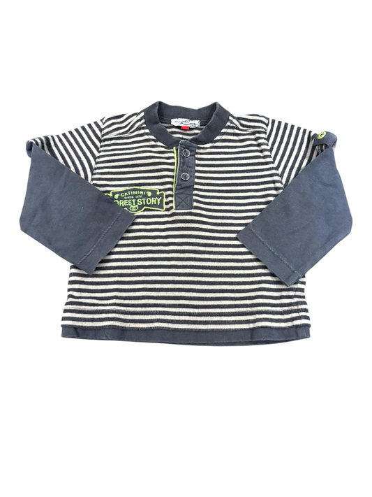 Catimini Boy Black & Beige Striped Long-Sleeve Top, 18M / 81 - second hand baby clothing