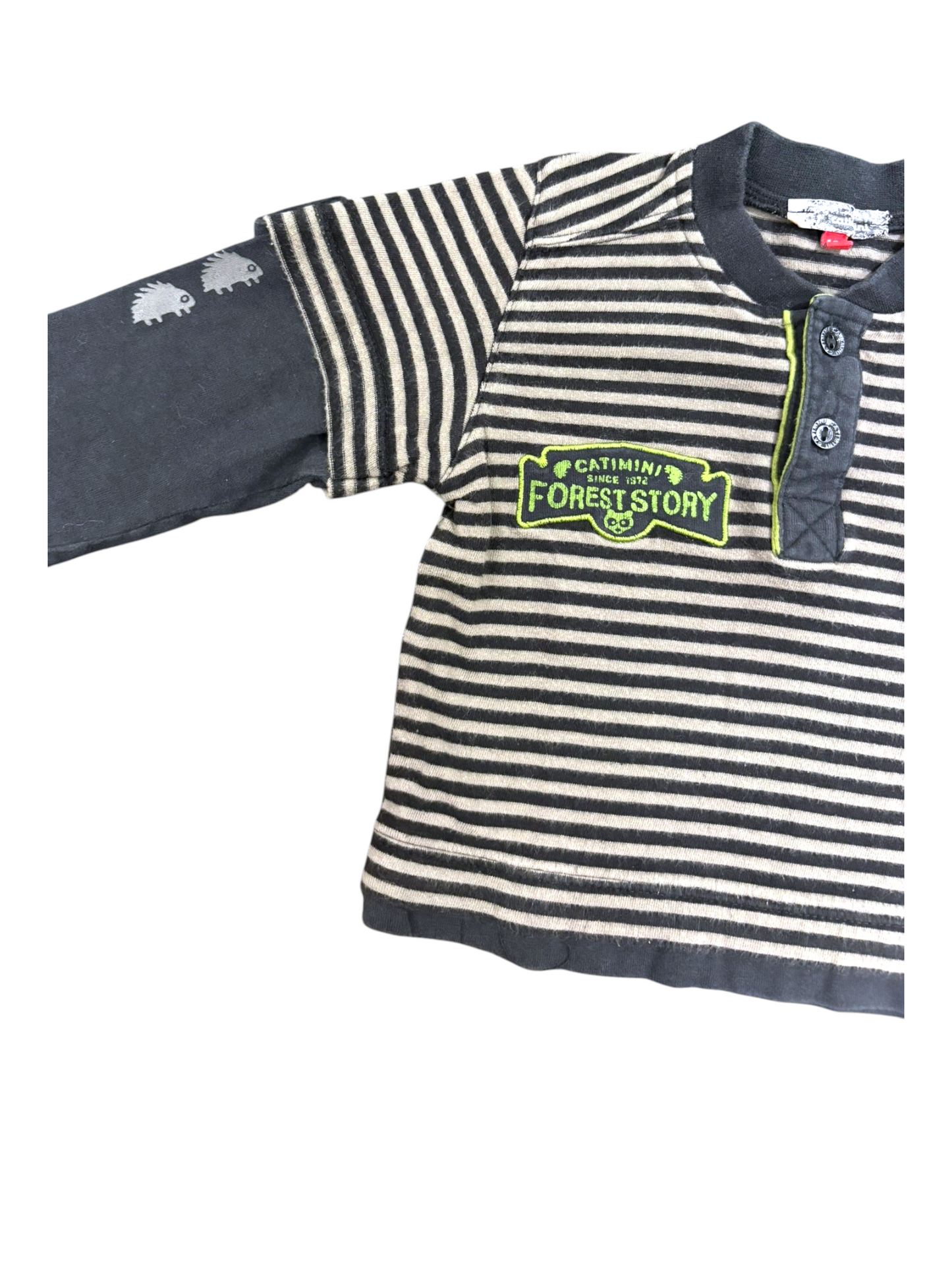 Catimini Boy Black & Beige Striped Long-Sleeve Top, 18M / 81 - second hand baby clothing