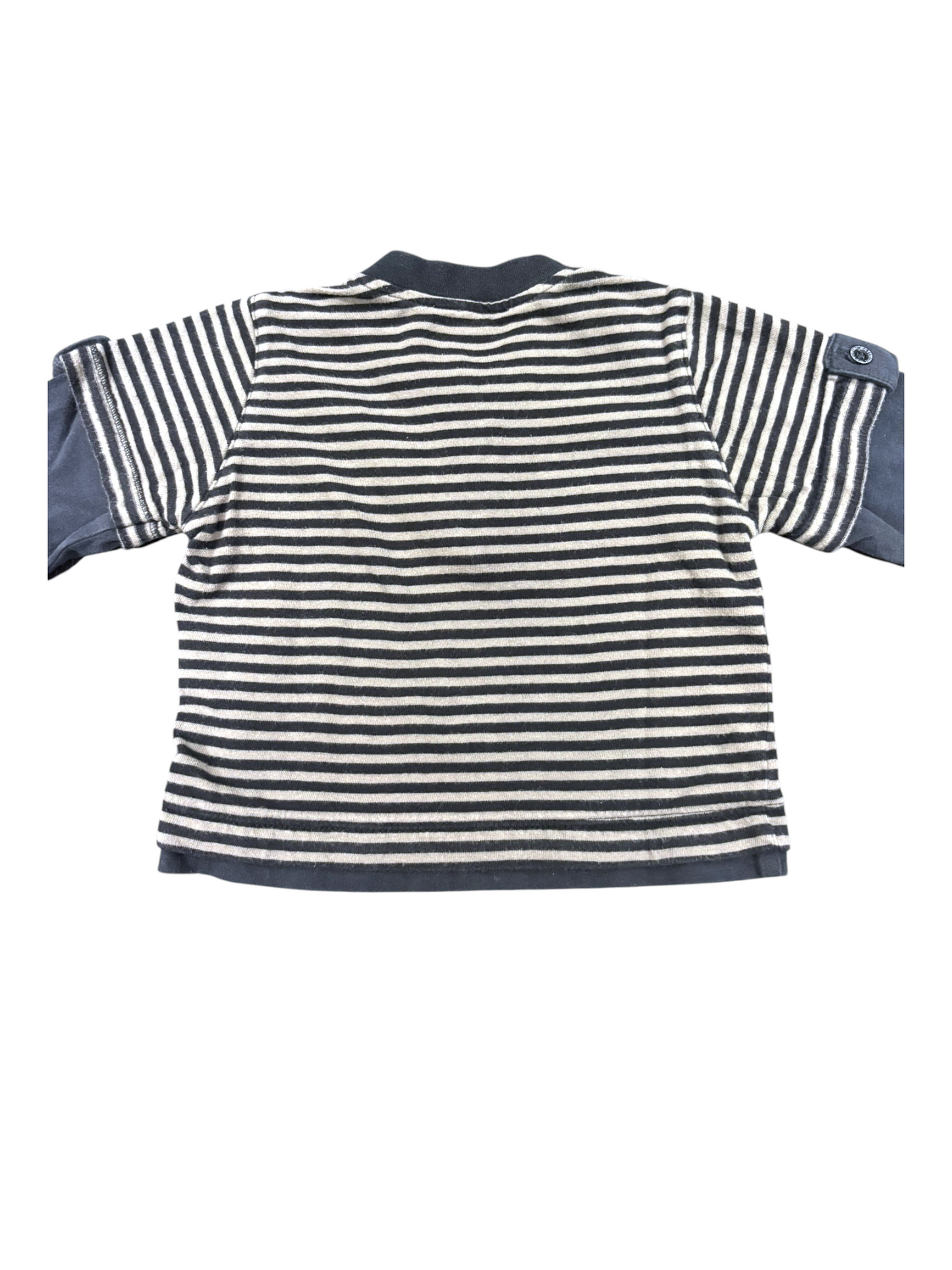 Catimini Boy Black & Beige Striped Long-Sleeve Top, 18M / 81 - second hand baby clothing