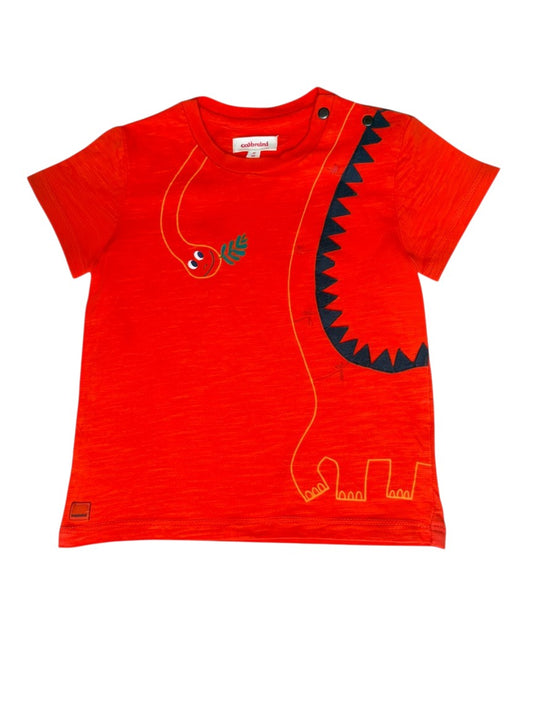 Catimini Orange Dinosaur T-Shirt size 2Y - second hand baby clothing