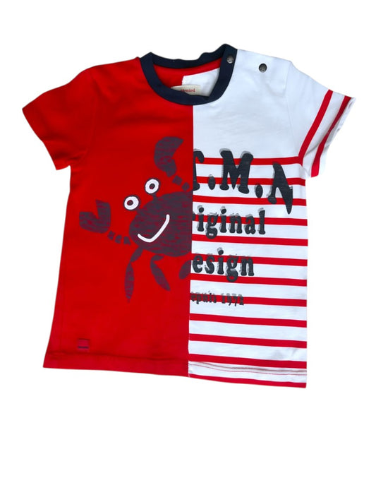 Catimini Red White Navy T-Shirt size 2Y - second hand baby clothing