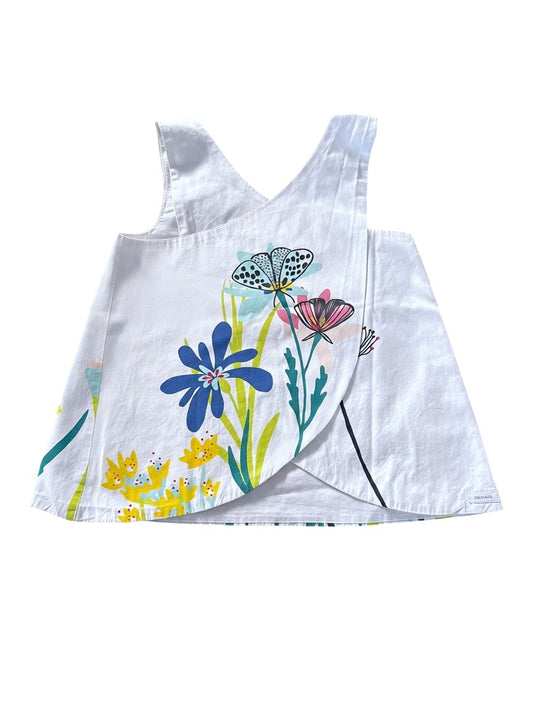 Catimini Girl White Wildflower Print Cotton Sleeveless Dress, 7Y / 122 - second hand baby clothing