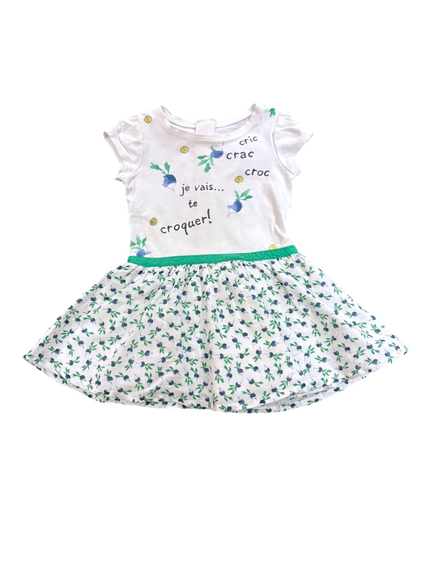 Robe Catimini imprimé légumes blanc et vert (18 mois)