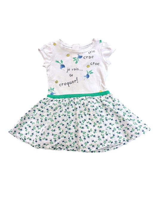 Catimini White Green Vegetable Print Dress (18M)