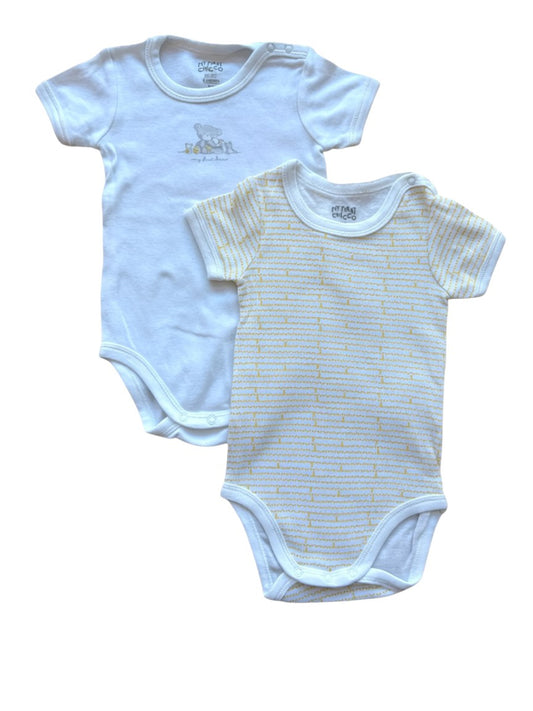 Mein erstes Chicco-Bodyset, gelb-weiß, 2er-Set (9 Monate)