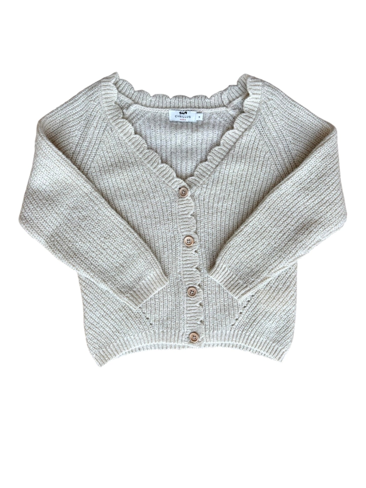 Cyrillus Oatmeal Knit Cardigan (6Y)