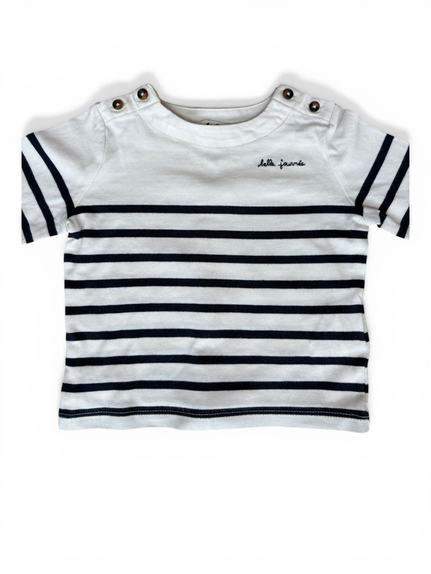 Cyrillus White Navy Striped T-Shirt (6M)