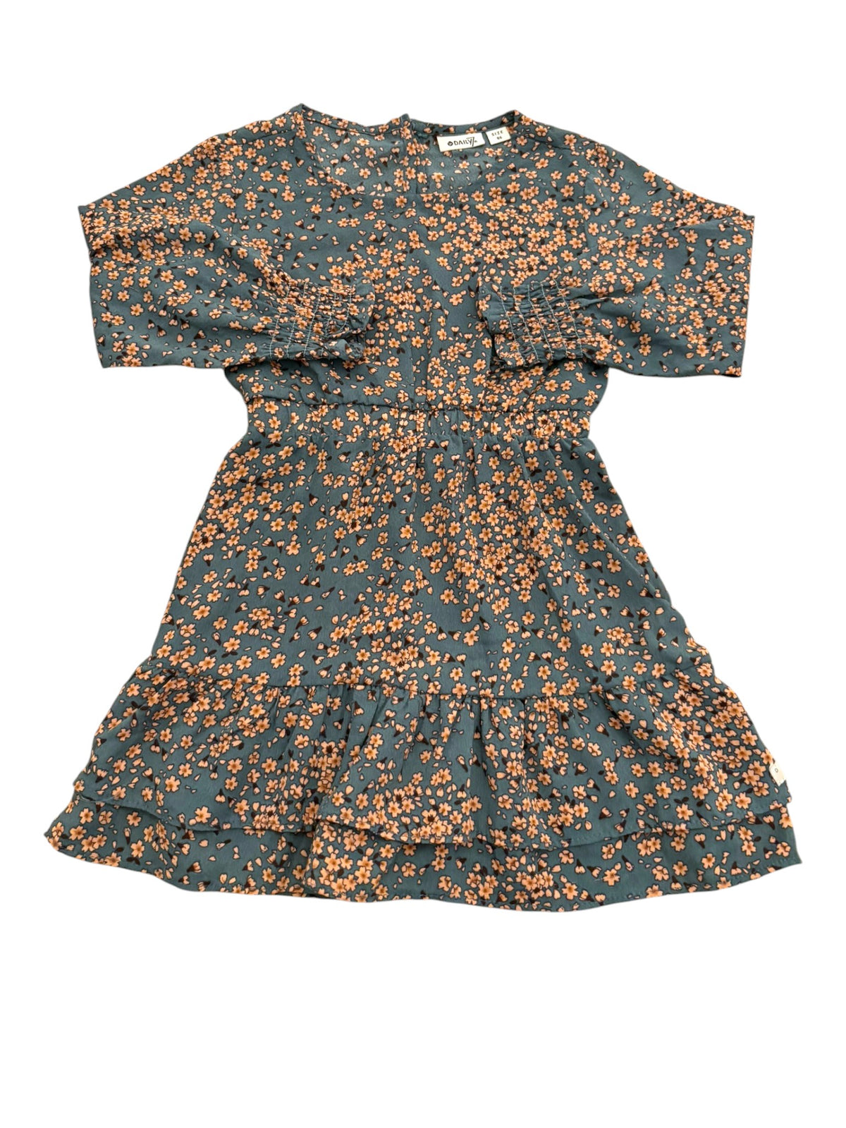 Daily7 Girl Teal Ditsy Floral Ruffle Dress, 86 - second hand baby clothing