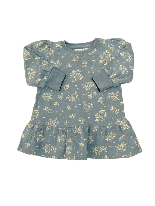 Emile et Ida Light Blue Floral Sweatshirt Tunic (3Y)