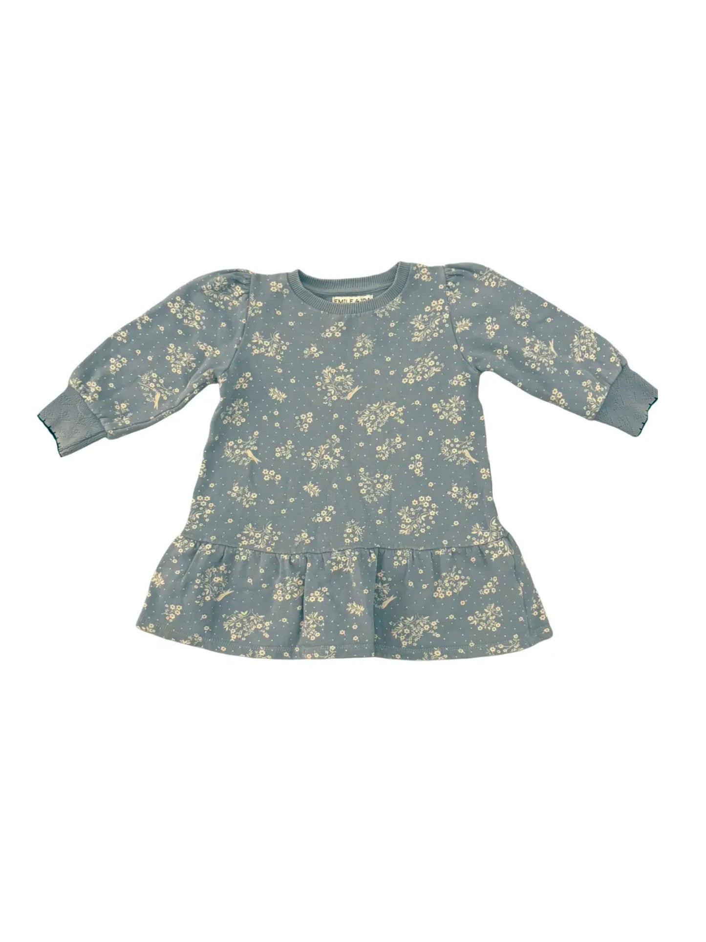 Emile et Ida Light Blue Floral Sweatshirt Tunic (3Y)