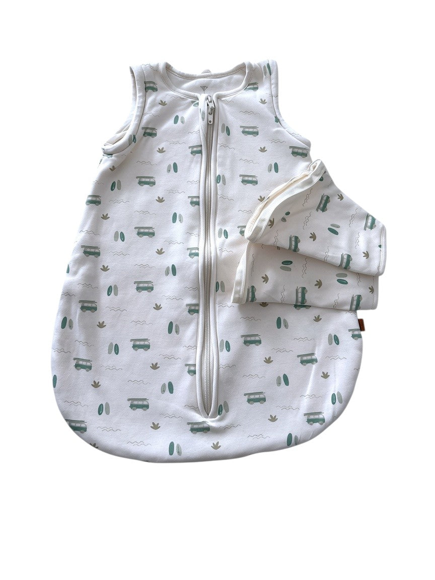 Fresk Unisex Cream Camper Van Sleep Sack with Detachable Sleeves, 0-6M / 60 - second hand baby clothing