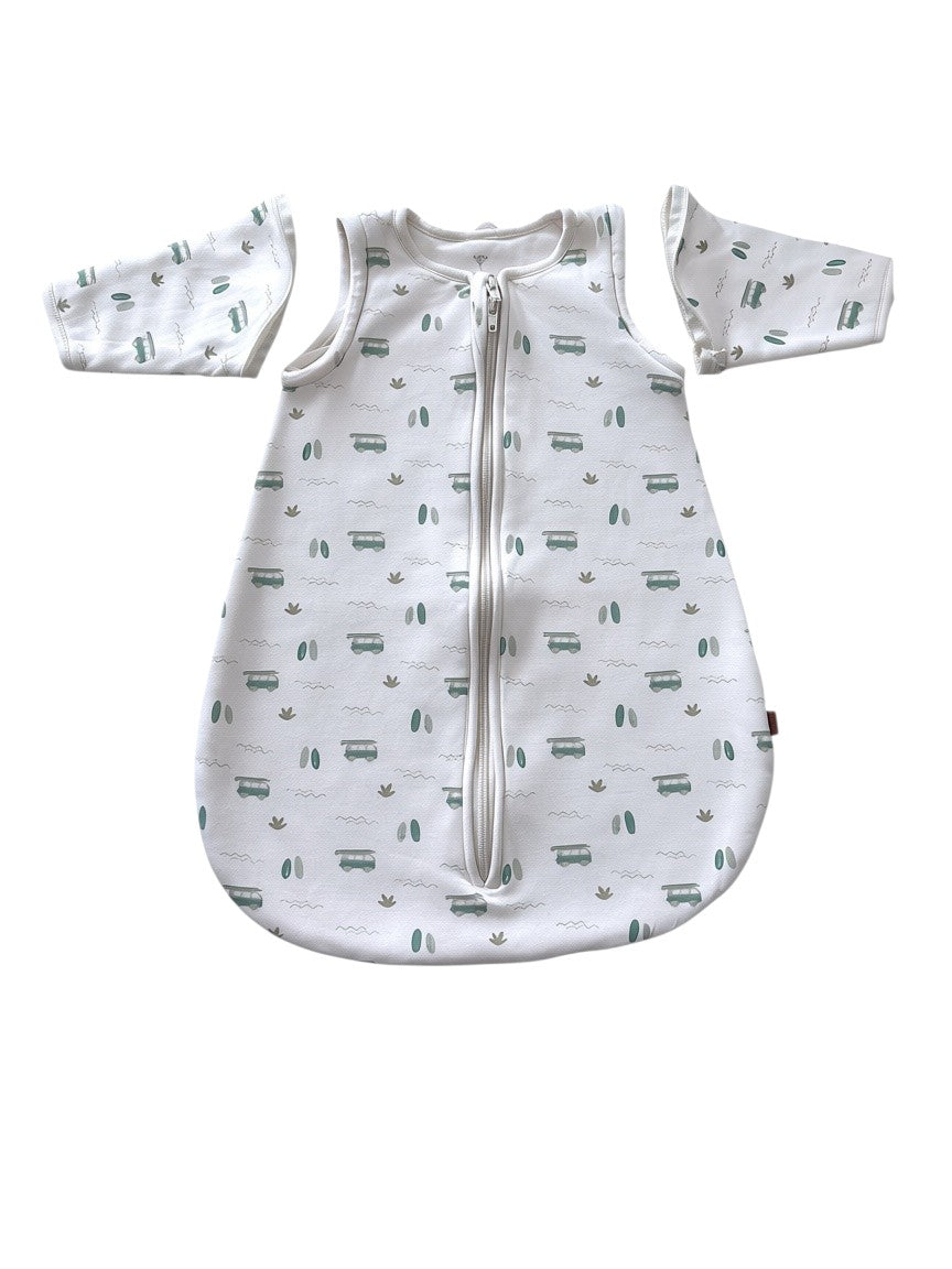 Fresk Unisex Cream Camper Van Sleep Sack with Detachable Sleeves, 0-6M / 60 - second hand baby clothing