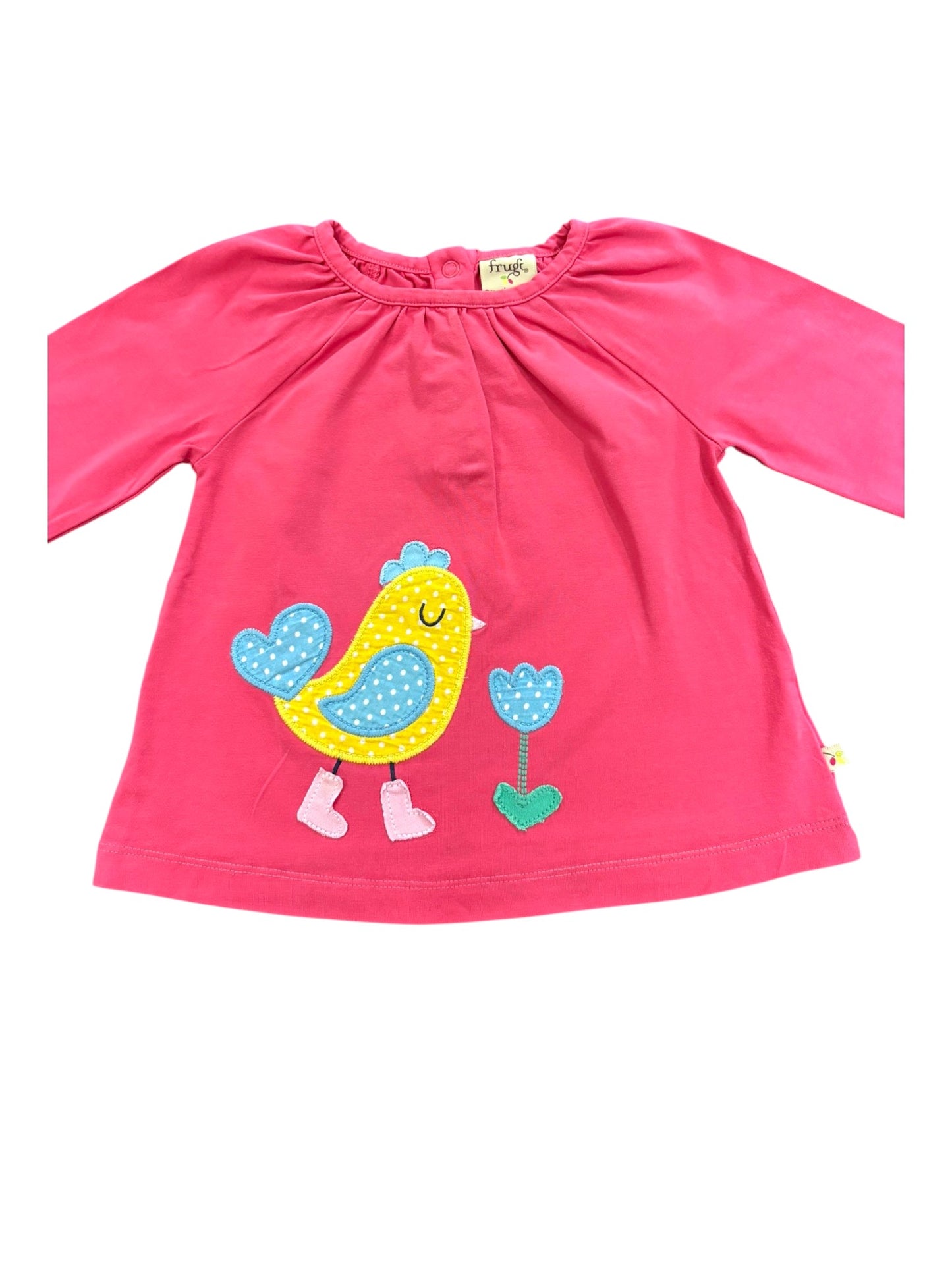 Frugi Pink Bird Long Sleeve Top (12-18M)