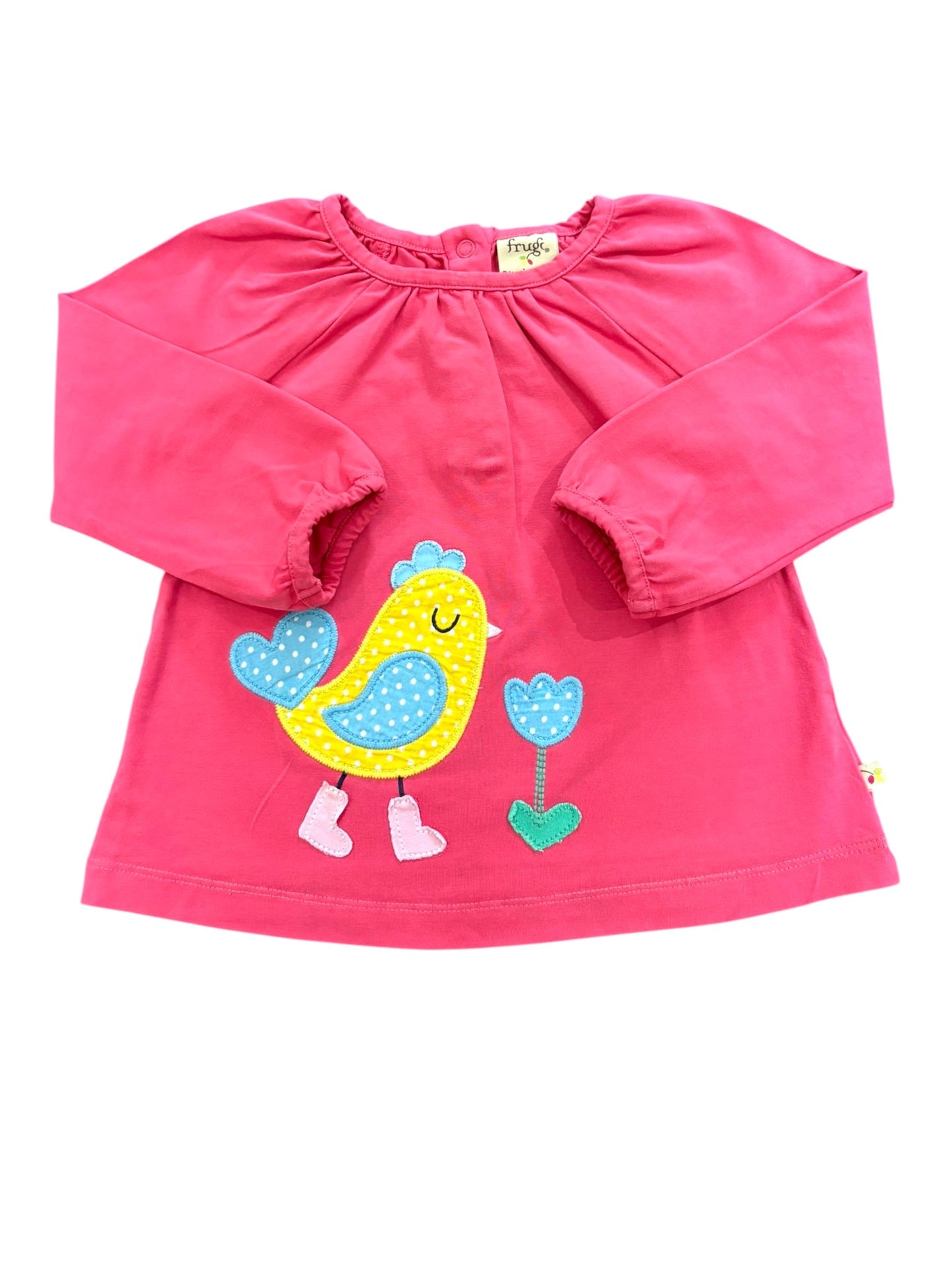 Frugi Pink Bird Long Sleeve Top (12-18M)