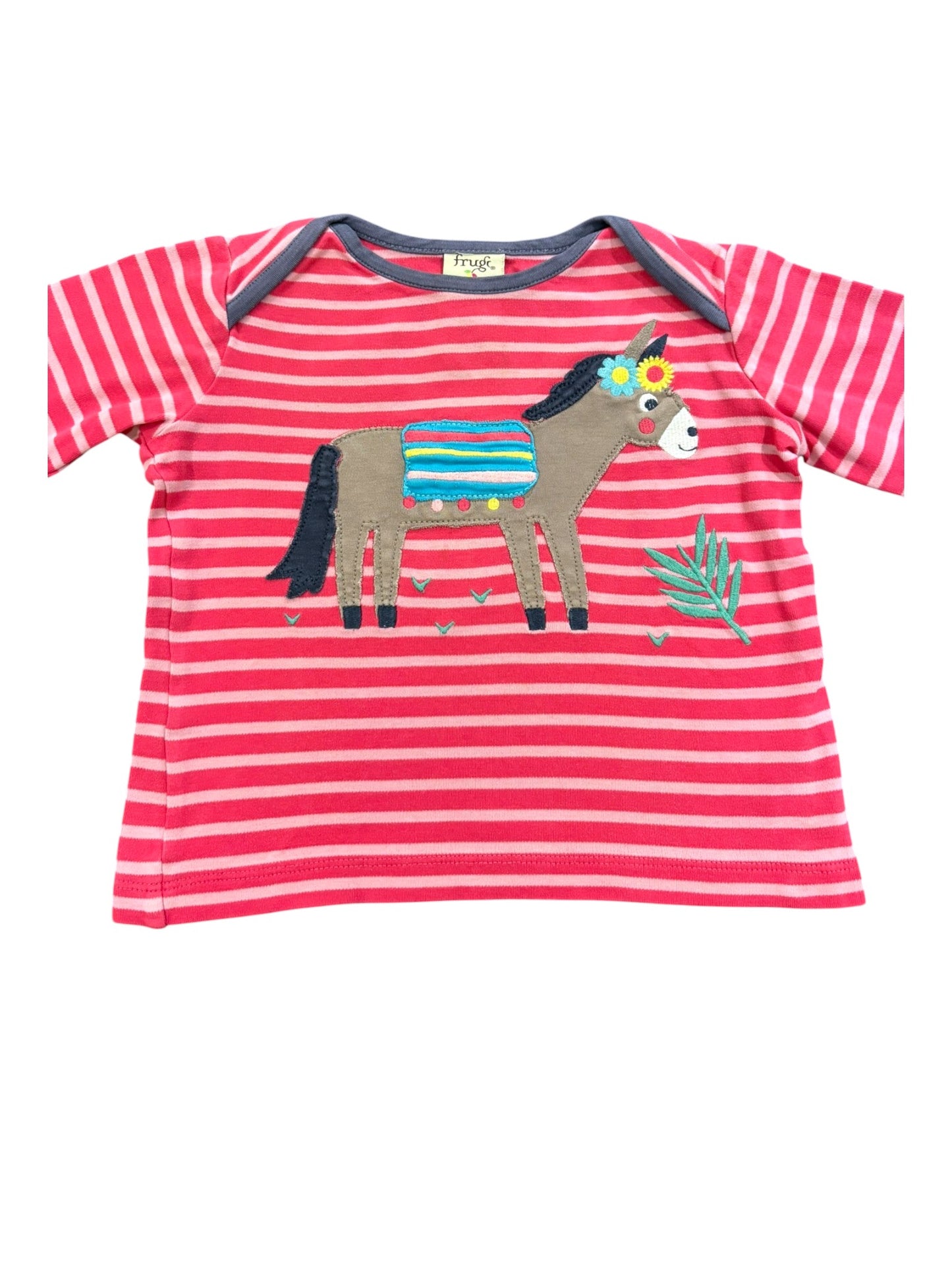 Frugi Langarmshirt Esel Pink Gestreift (12-18M)
