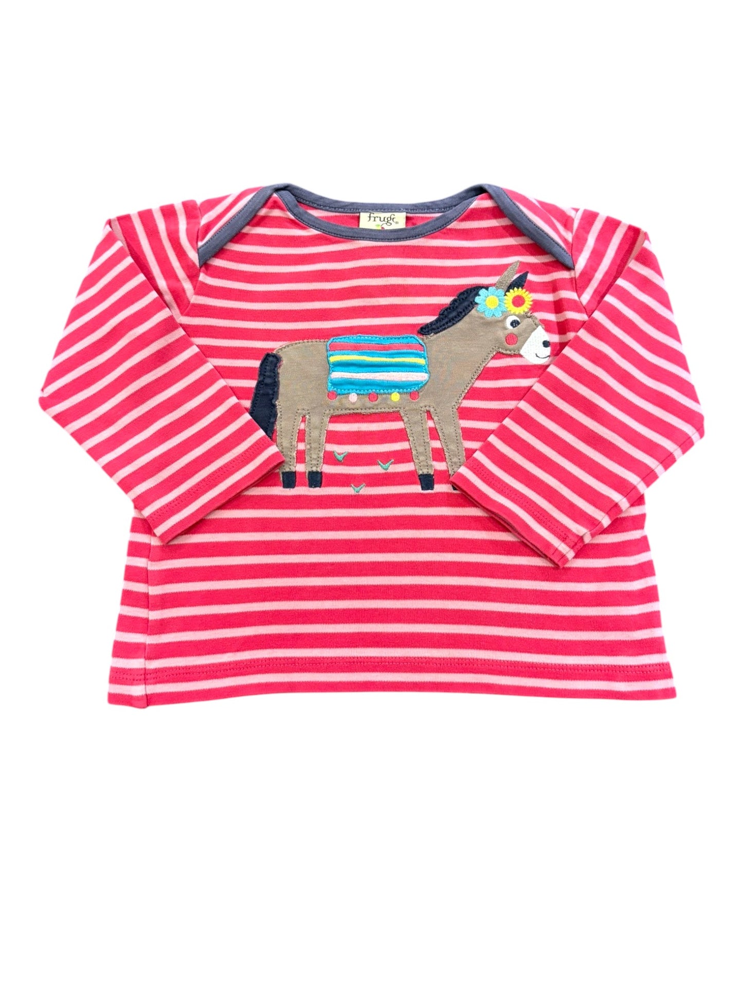 Frugi Langarmshirt Esel Pink Gestreift (12-18M)