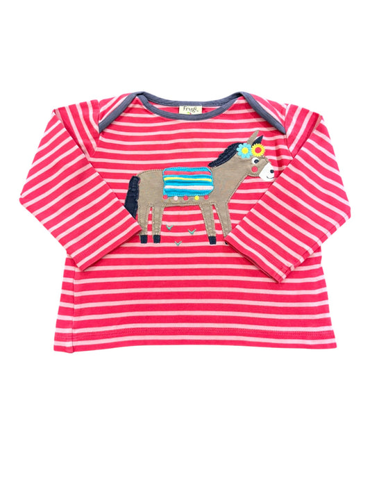 Frugi Pink Stripe Donkey Long Sleeve Top (12-18M)