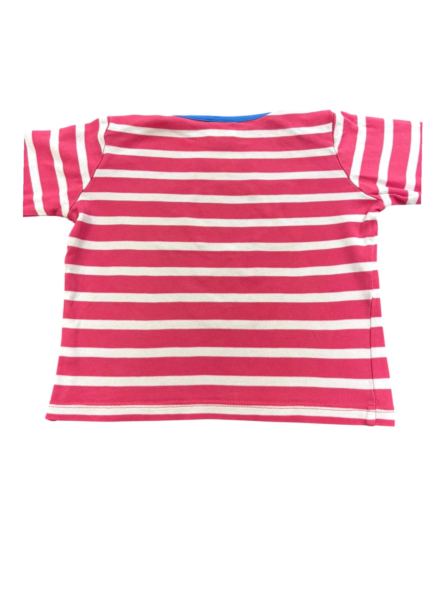 Frugi Pink White Stripe Sunflower Long Sleeve Top (12-18M)