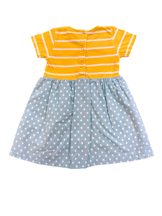 Frugi Yellow Stripe Bunny Dress (3-6M)