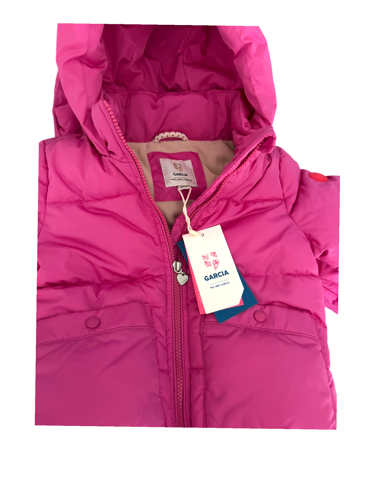 Garcia Girl Pink Hooded Puffer Jacket, 4–7Y