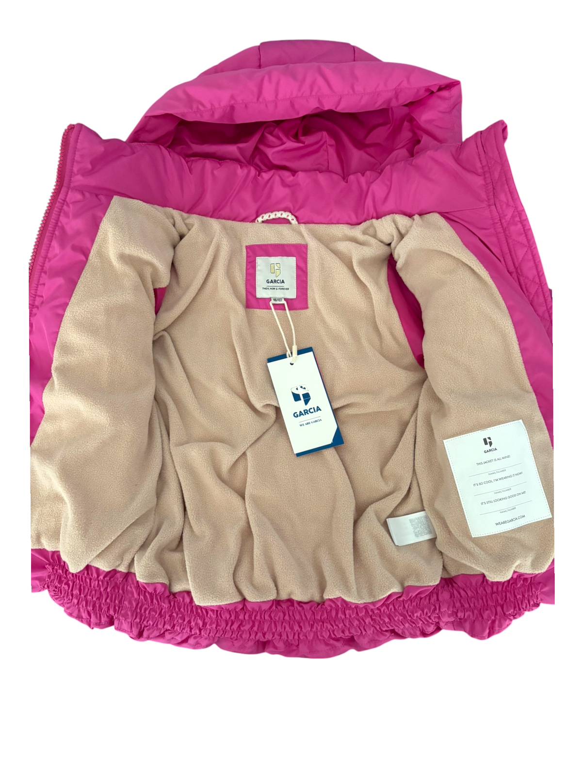 Garcia Girl Pink Hooded Puffer Jacket, 4–7Y