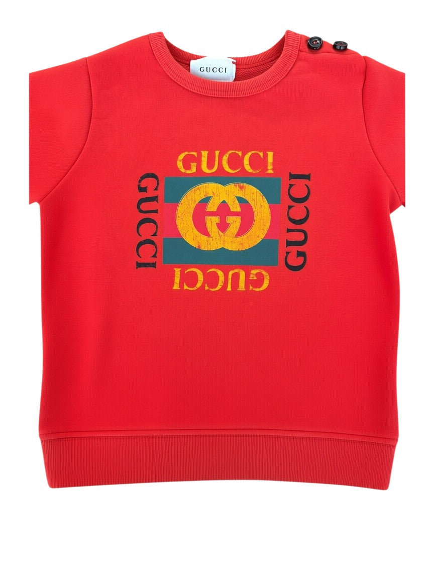 Gucci Unisex Red Vintage Logo Cotton Sweatshirt, 3Y