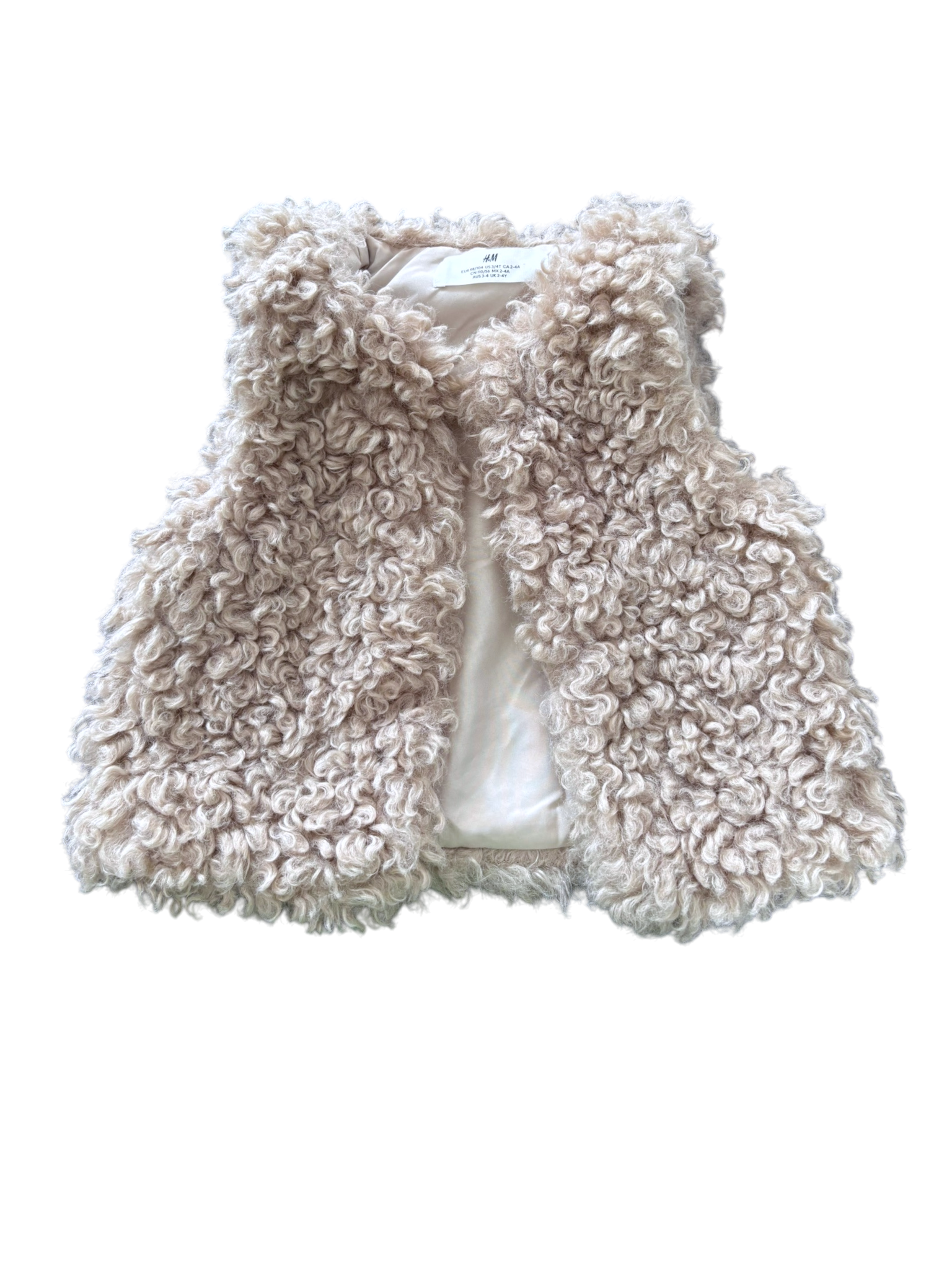 H&M Cream Faux Fur Gilet size 3-4Y / 104 - second hand baby clothing