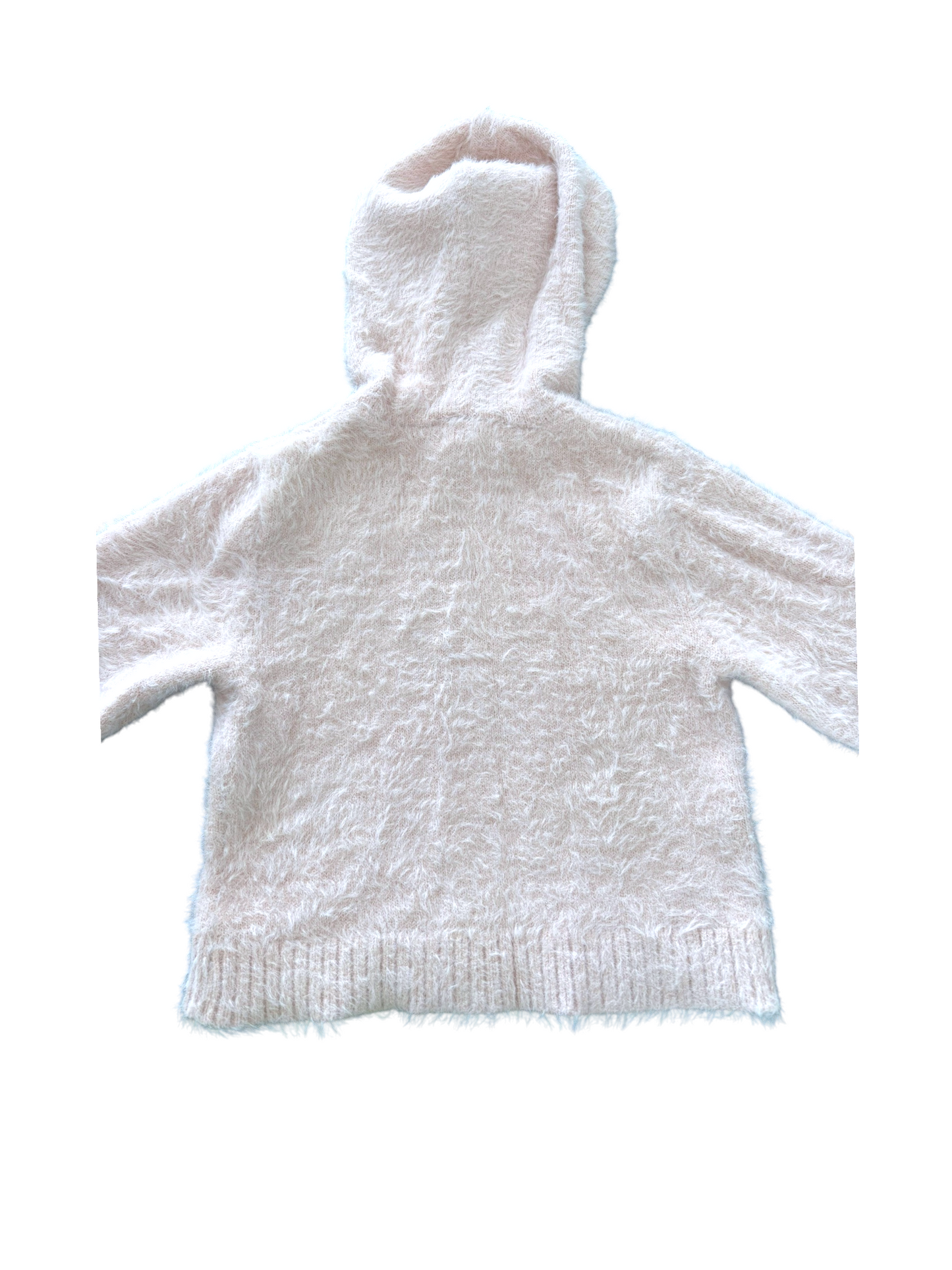H&M Girl Light Pink Fluffy Knit Hooded Sweater & Pants Set, 2-4Y / 98-104