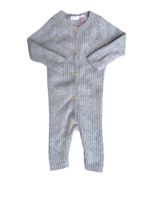 H&M Grey Ribbed Romper size 3M - second hand baby clothing