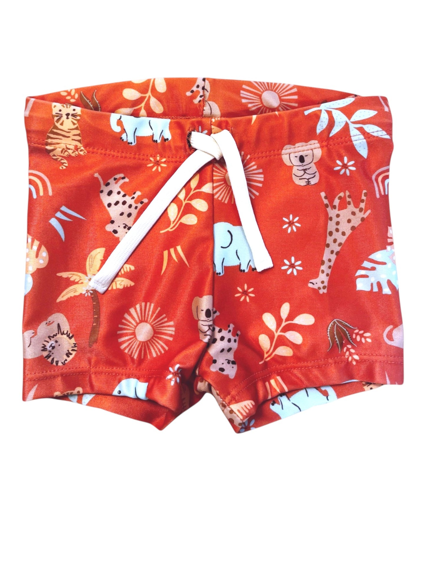 H&M Swimshorts with Orange Jungle Motif size 9-12M - second hand baby clothing