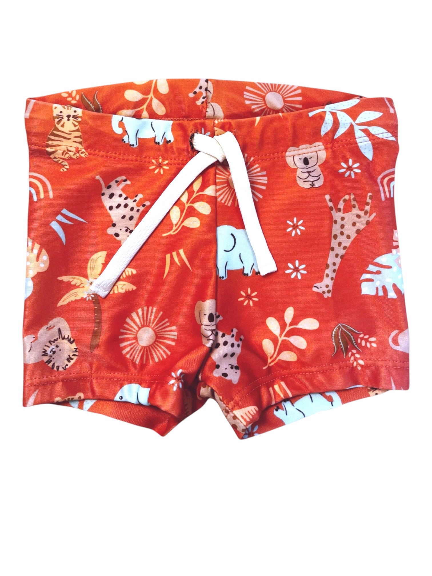 H&M Swimshorts with Orange Jungle Motif size 9-12M - second hand baby clothing