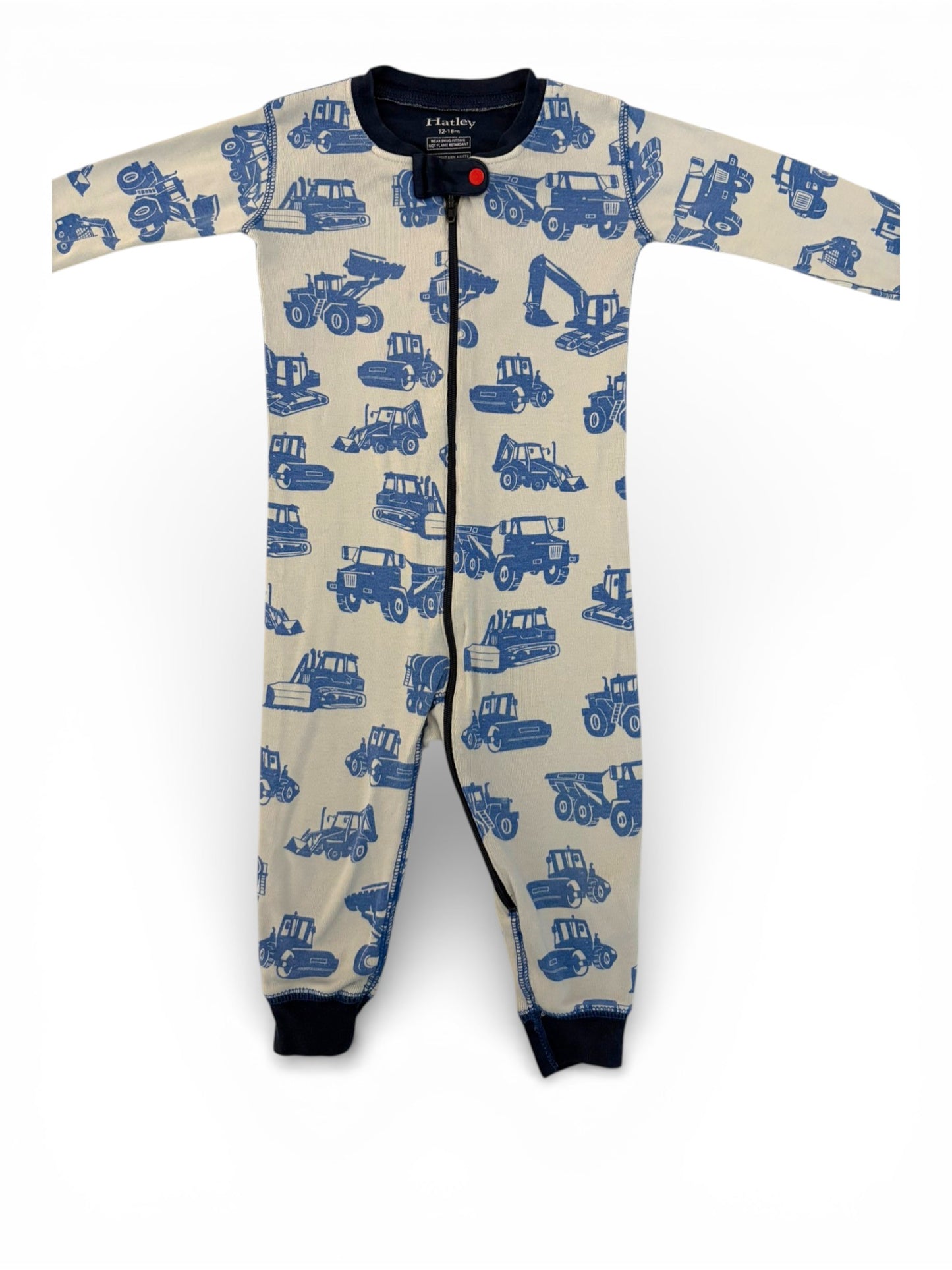 Hatley Blue Construction Print Zip Sleeper (12-18M)
