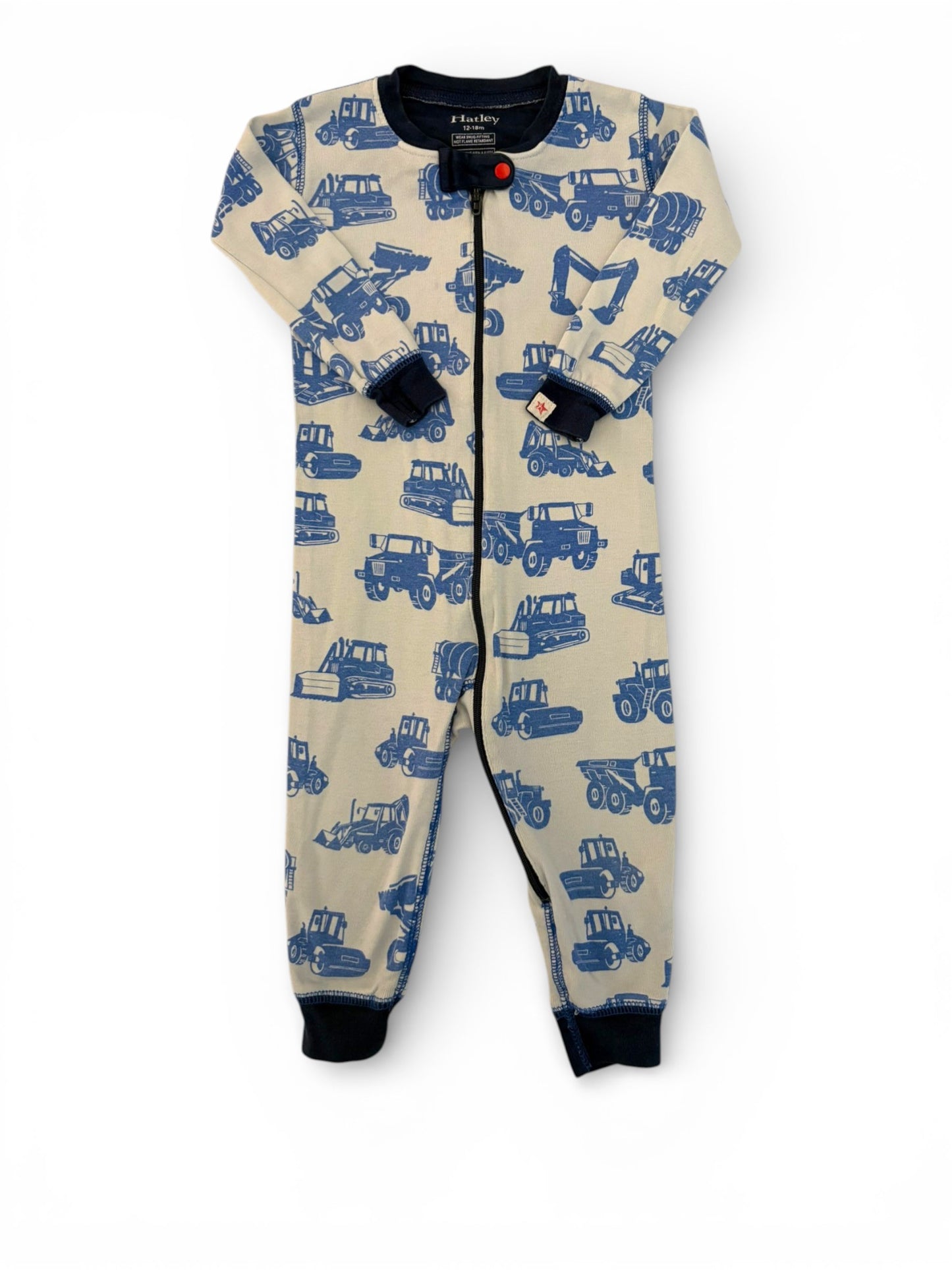 Hatley Blue Construction Print Zip Sleeper (12-18M)