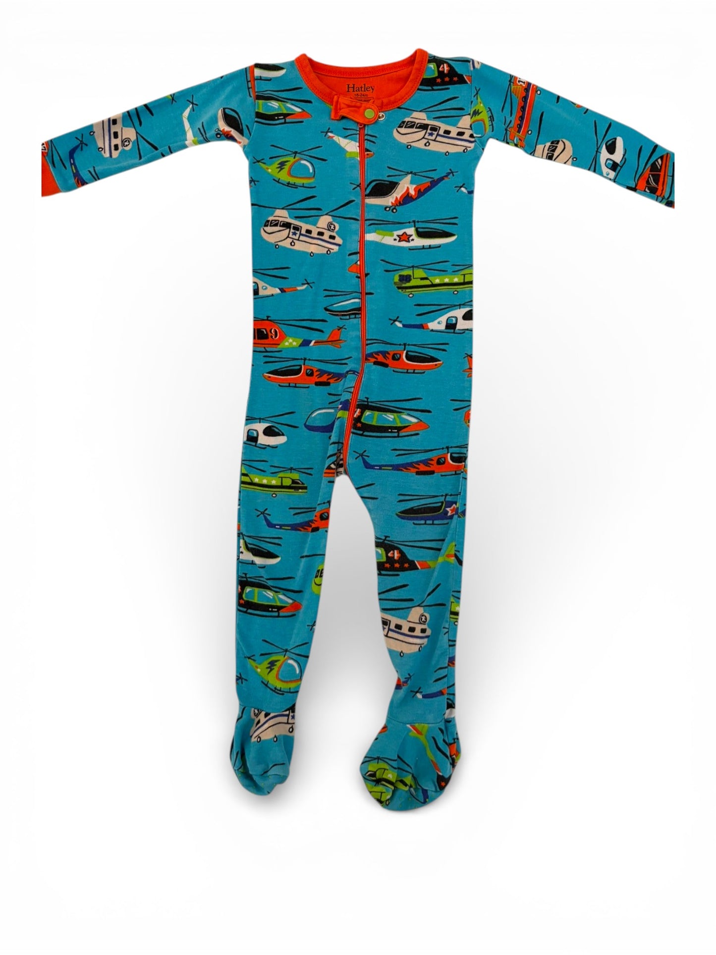 Hatley Blue Helicopter Print Footed Sleeper (18-24M)