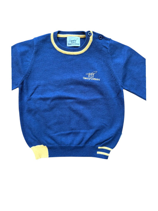 Henry Cotton's Navy & Yellow Trim Sweater size 12M - second hand baby clothing