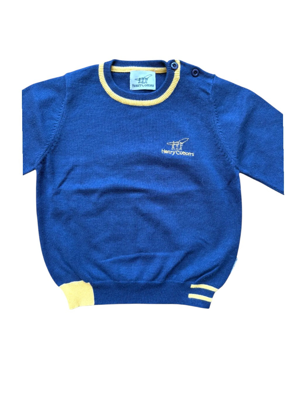Henry Cotton's Navy & Yellow Trim Sweater size 12M - second hand baby clothing