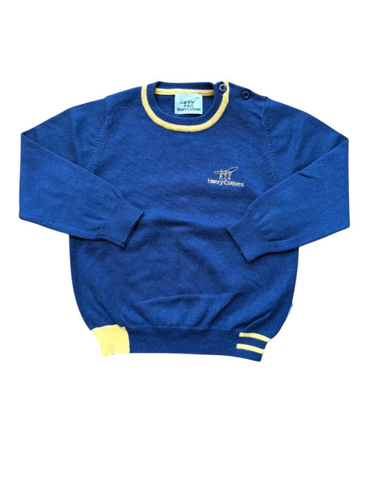 Henry Cotton's Navy & Yellow Trim Sweater size 12M - second hand baby clothing