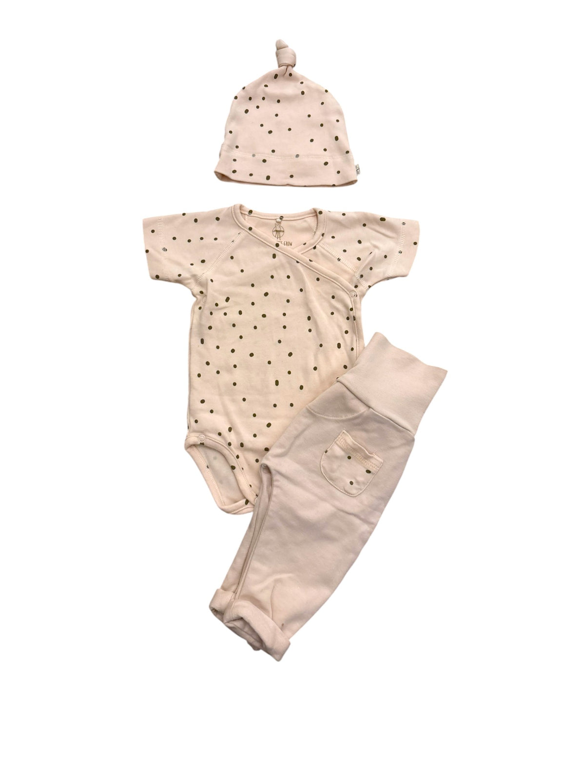 Lässig Girl Pink Olive Polka Dot 4-Piece Organic Cotton Set, 3-6M / 62-68 - second hand baby clothing