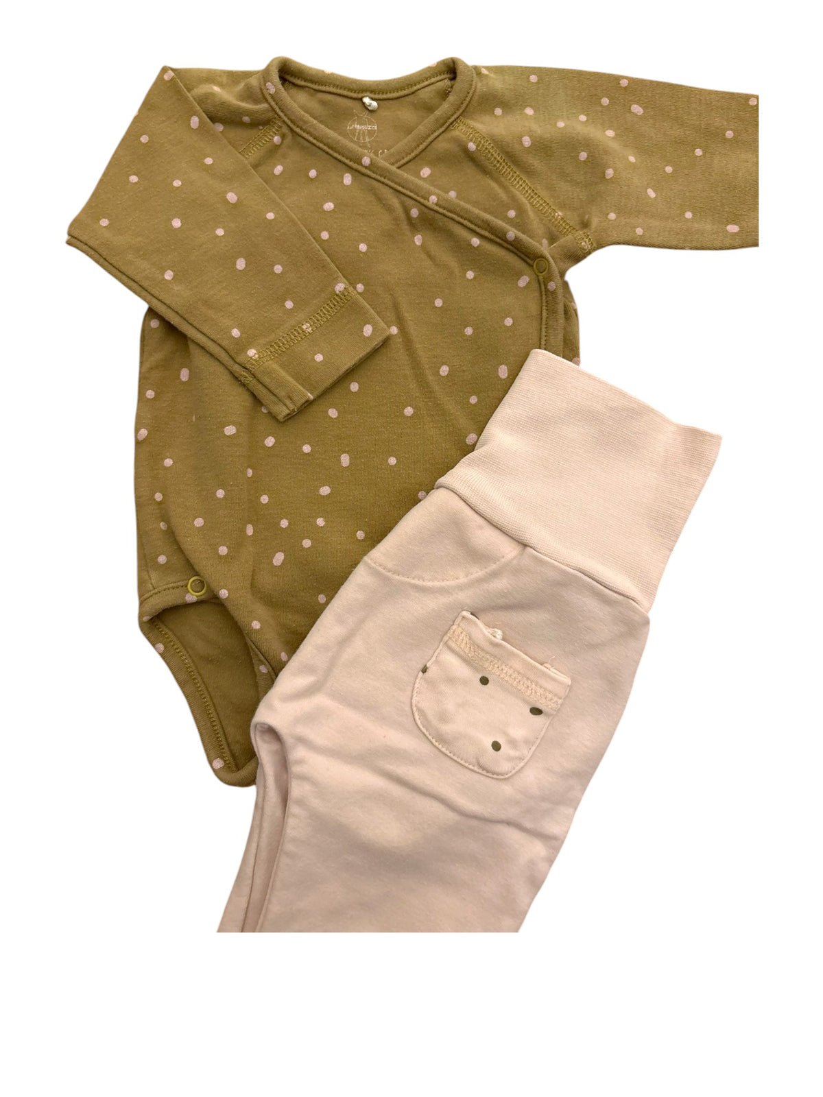 Lässig Girl Pink Olive Polka Dot 4-Piece Organic Cotton Set, 3-6M / 62-68 - second hand baby clothing