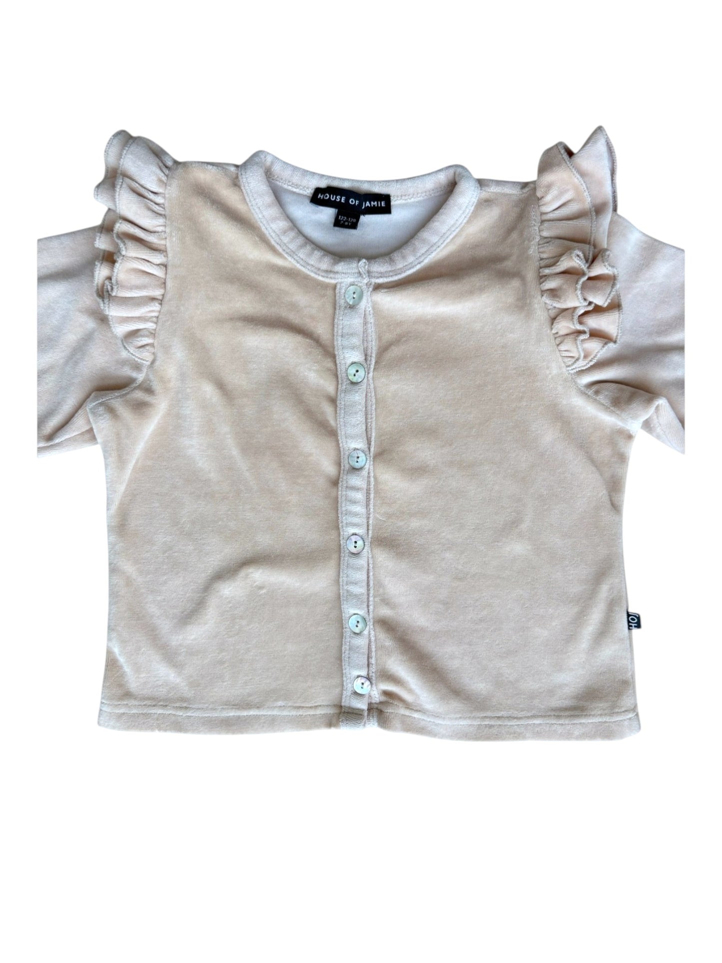 House of Jamie Beige Velours-Strickjacke (7-8J)
