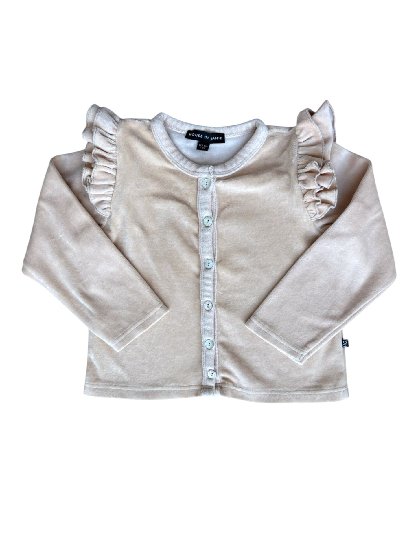 House of Jamie Beige Velours-Strickjacke (7-8J)