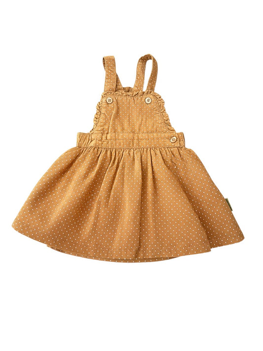 Hust & Claire Girl Brown Polka Dot Corduroy Pinafore Dress, 18M / 86 - second hand baby clothing