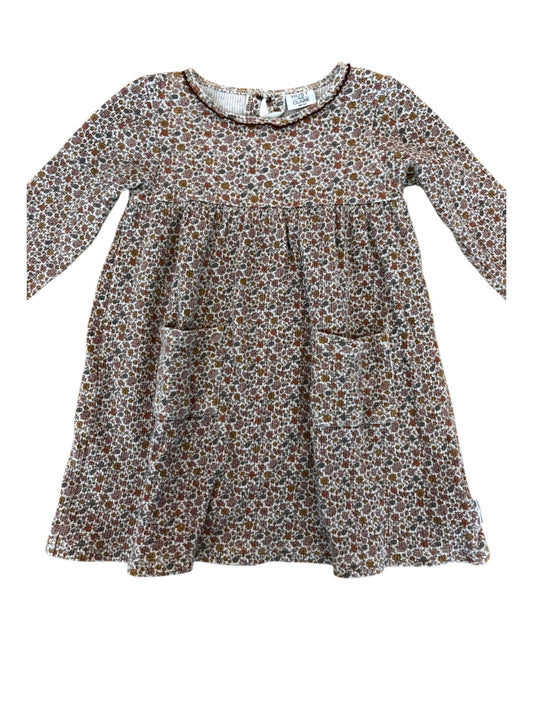 Hust & Claire Girl Rust Ditsy Floral Waffle Knit Dress, 3Y / 98 - second hand baby clothing