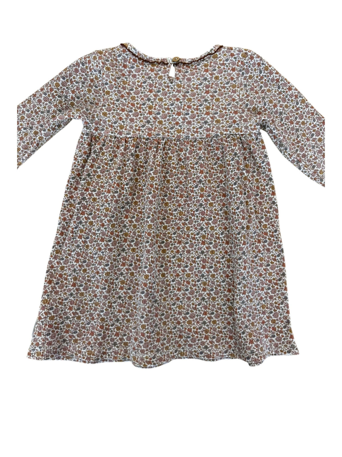 Hust & Claire Girl Rust Ditsy Floral Waffle Knit Dress, 3Y / 98 - second hand baby clothing
